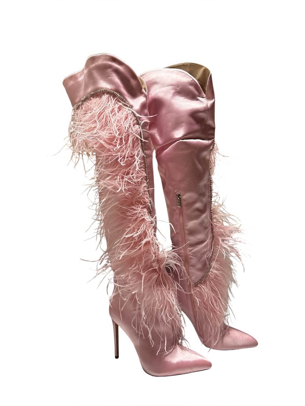 AZALEA WANG AOIFE PINK FEATHER BOOT - Picture 2 of 7
